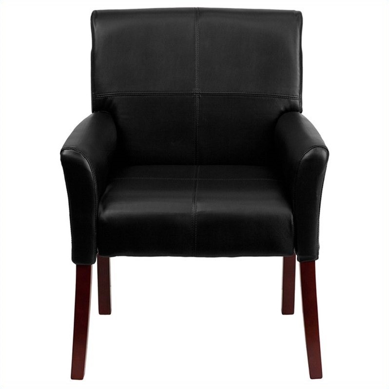 Kingfisher Lane Executive Side Guest Chair in Black with Mahogany Legs
