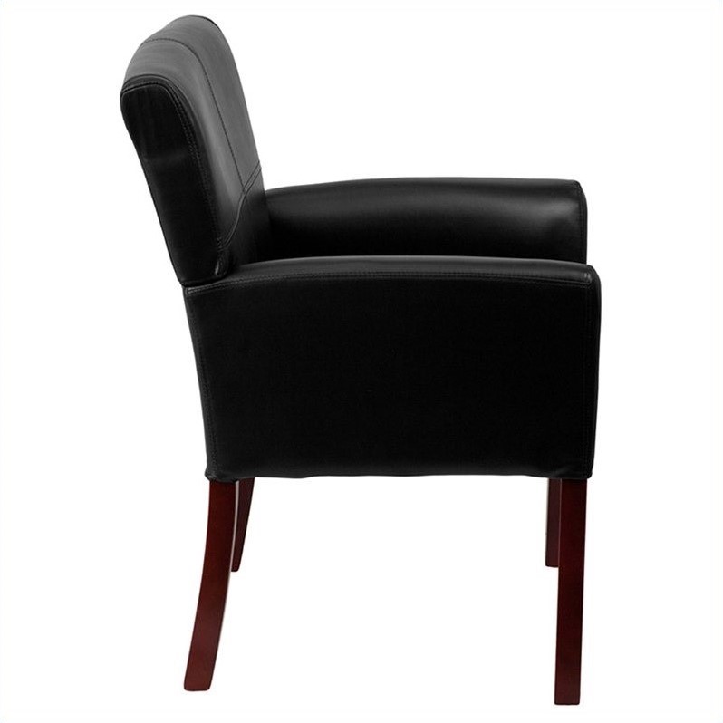 Kingfisher Lane Executive Side Guest Chair in Black with Mahogany Legs