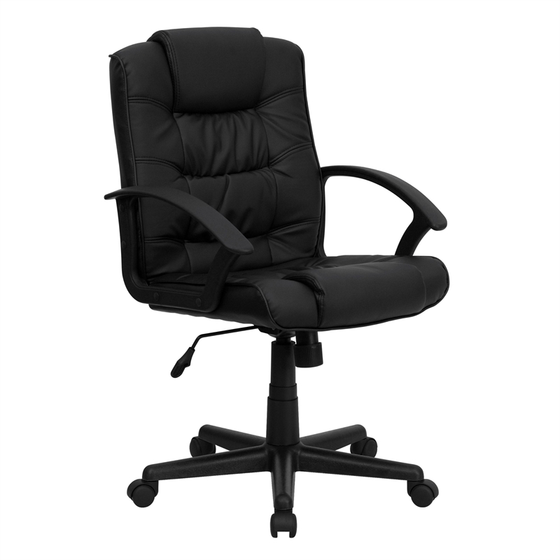 Kingfisher Lane Mid Back Black Leather Office Chair