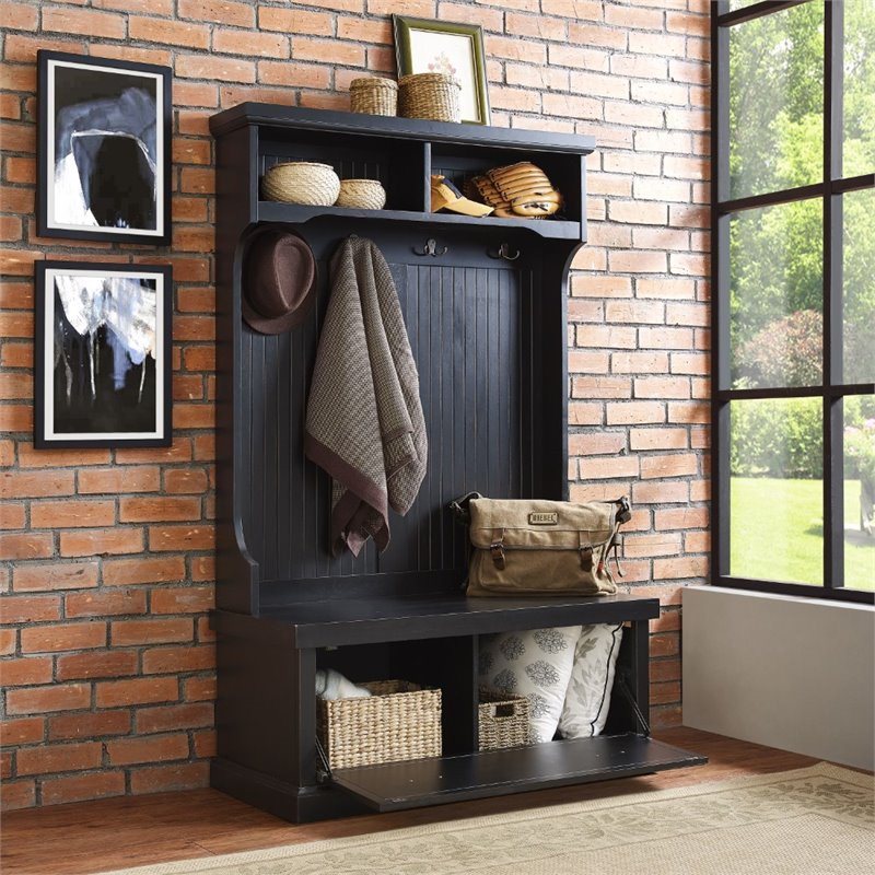 Kingfisher Lane Hall Tree in Distressed Black