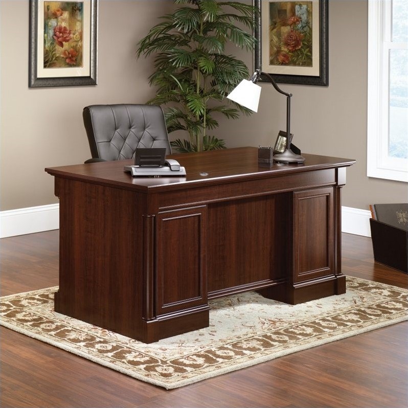 Kingfisher Lane Engineered Wood 6-Drawers Executive Desk in Select Cherry