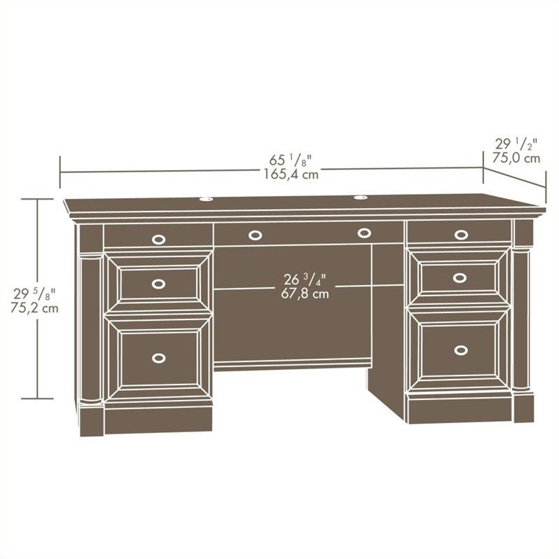 Kingfisher Lane Engineered Wood 6-Drawers Executive Desk in Select Cherry