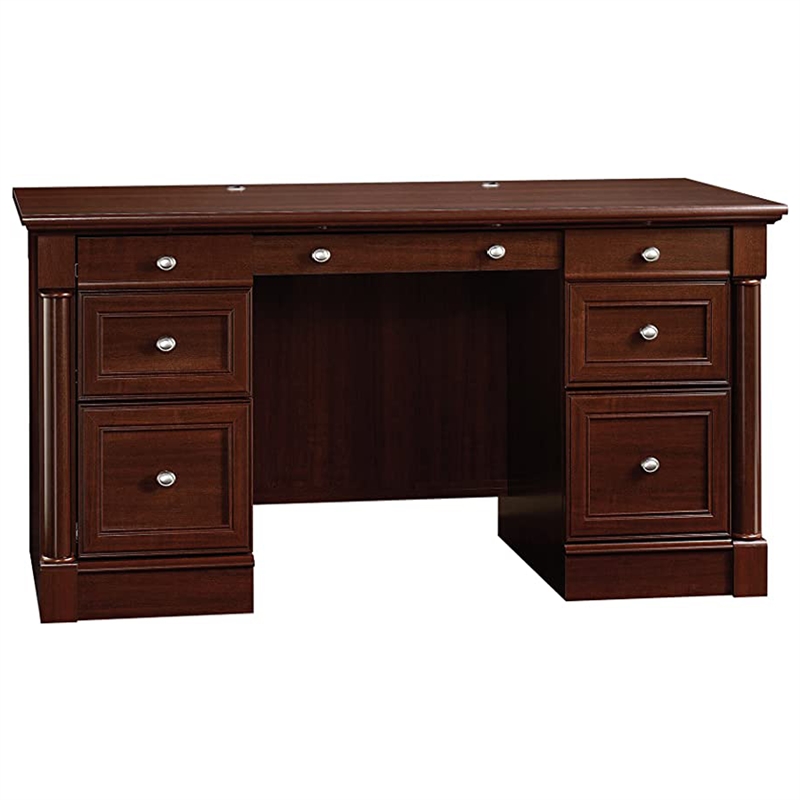 Kingfisher Lane Engineered Wood 6-Drawers Executive Desk in Select Cherry