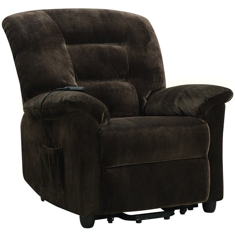 Kingfisher Lane Velvet Upholstered Power Lift Recliner in Dark