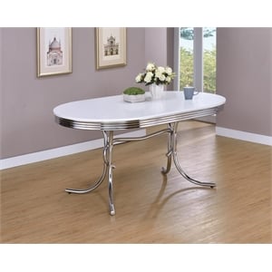 Kingfisher Lane Contemporary Oval Wood Dining Table in White