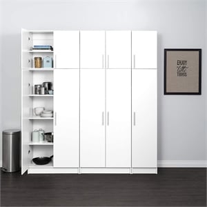Kingfisher Lane Modern Storage 16&quot Wood Broom Cabinet in White