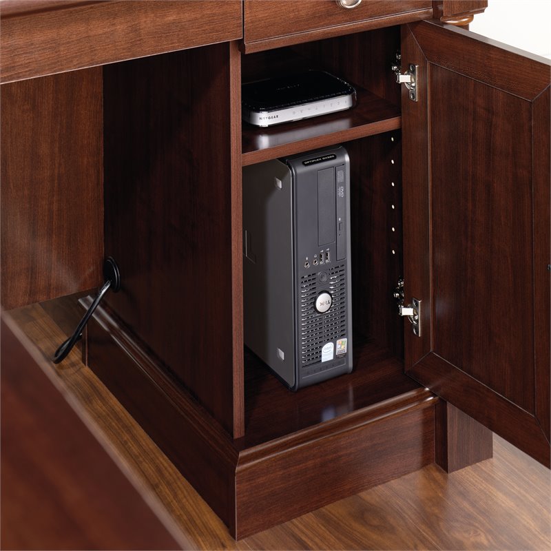 Kingfisher Lane L-Shaped Contemporary Engineered Wood Desk in Select Cherry