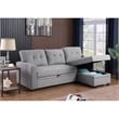 Kingfisher Lane Traditional Fabric Reversible Sleeper Sectional in Light Gray