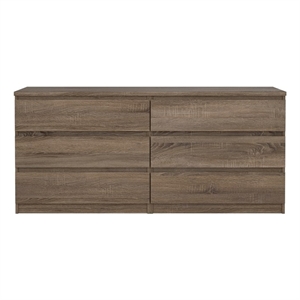 Kingfisher Lane Contemporary 6 Drawer Wood Double Dresser in Mahogany