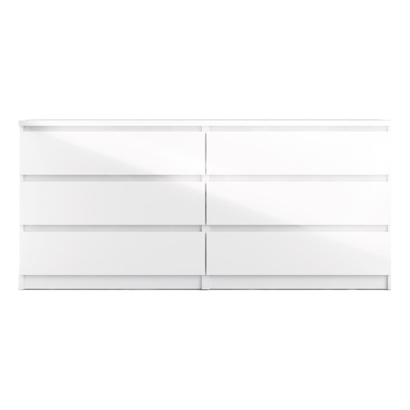 Kingfisher Lane Contemporary 6 Drawer Wood Double Dresser in White High Gloss