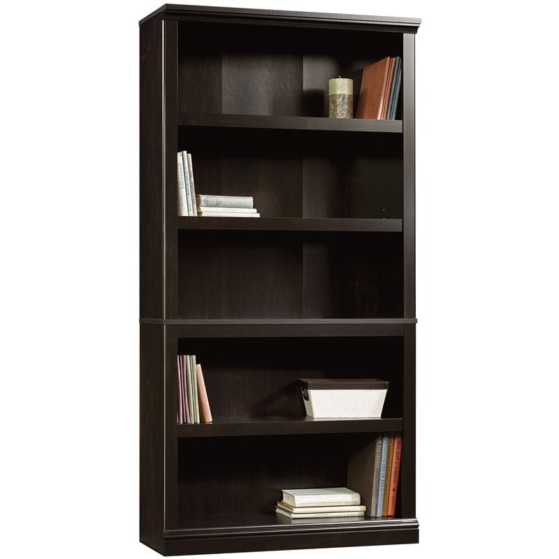 Kingfisher Lane Traditional Engineered Wood 5-Shelf Bookcase in Estate Black