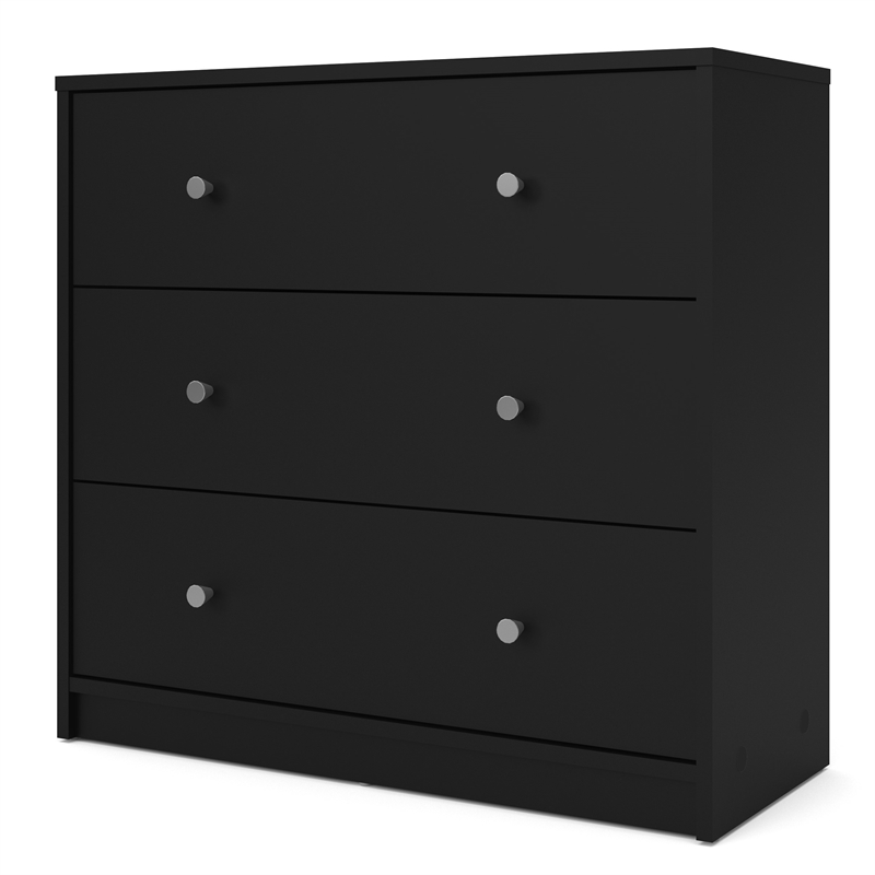 Kingfisher Lane Traditional 3 Drawer Wood Chest in Black