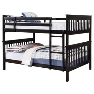 Kingfisher Lane Transitional Full Over Full Wood Bunk Bed in Black