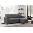Kingfisher Lane Modern Fabric Reversible Sleeper Sofa with USB Charger in Gray