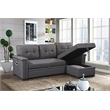 Kingfisher Lane Modern Fabric Reversible Sleeper Sofa with USB Charger in Gray