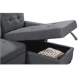 Kingfisher Lane Modern Fabric Reversible Sleeper Sofa with USB Charger in Gray