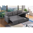 Kingfisher Lane Modern Fabric Reversible Sleeper Sofa with USB Charger in Gray