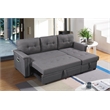 Kingfisher Lane Modern Fabric Reversible Sleeper Sofa with USB Charger in Gray
