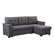 Kingfisher Lane Modern Fabric Reversible Sleeper Sofa with USB Charger in Gray
