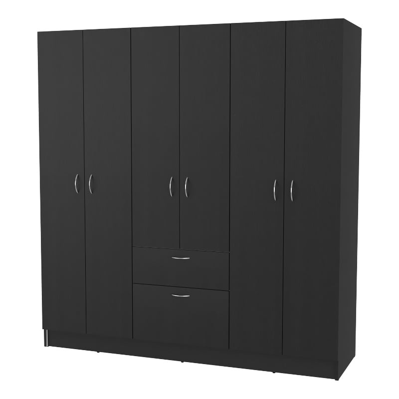 Kingfisher Lane Modern 6-Door Wood Bedroom Armoire in Black Wenge