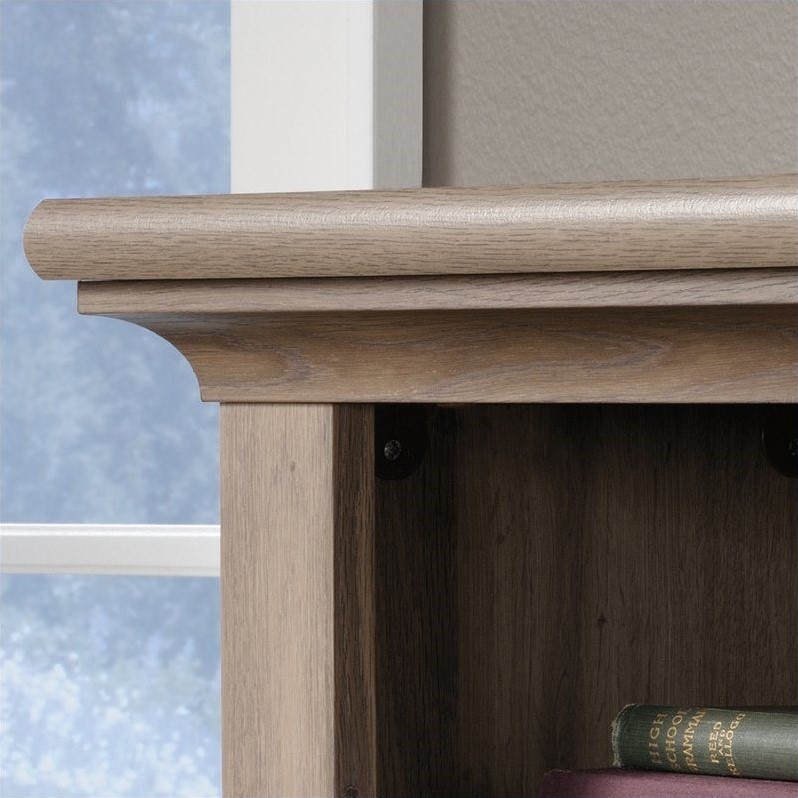 Kingfisher Lane Engineered Wood Computer Desk with Hutch in Salt Oak