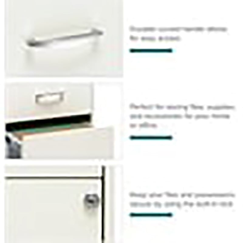 Kingfisher Lane 3-Drawer Contemporary Metal Filing Cabinet in Pearl White