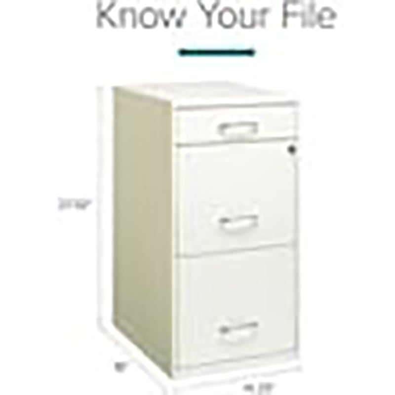 Kingfisher Lane 3-Drawer Contemporary Metal Filing Cabinet in Pearl White
