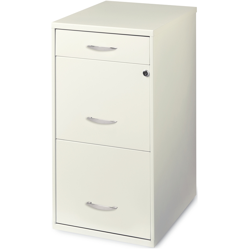 Kingfisher Lane 3-Drawer Contemporary Metal Filing Cabinet in Pearl White