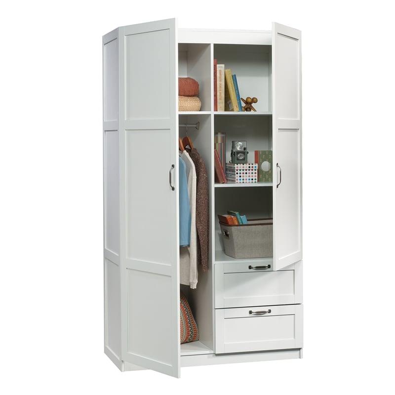 Kingfisher Lane Modern Engineered Wood Wardrobe Armoire in White
