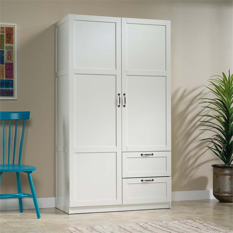 Kingfisher Lane Modern Engineered Wood Wardrobe Armoire in White