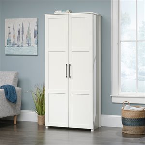 Kingfisher Lane Traditional Engineered Wood Pantry Storage Cabinet in White