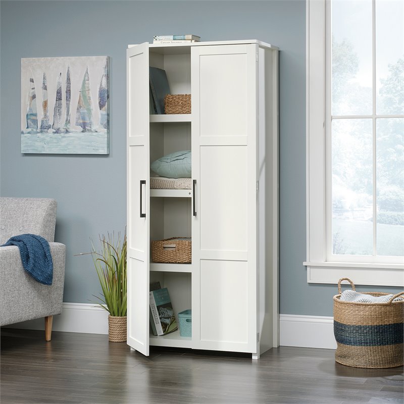 Kingfisher Lane Traditional Engineered Wood Pantry Storage Cabinet in White