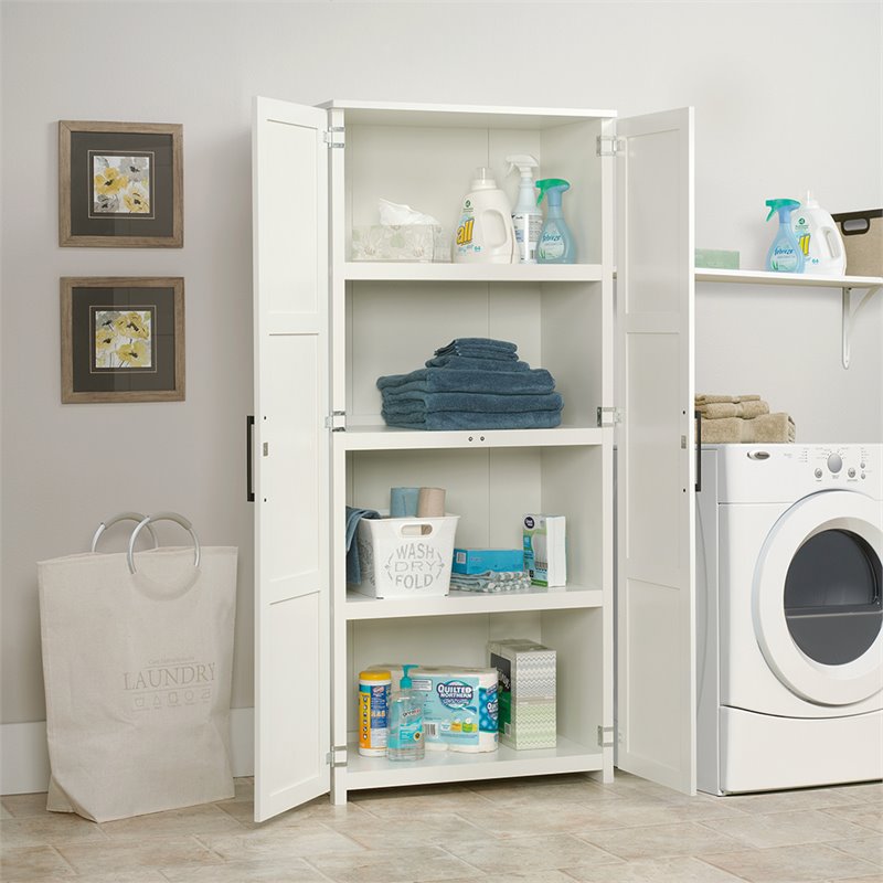 Kingfisher Lane Traditional Engineered Wood Pantry Storage Cabinet in White