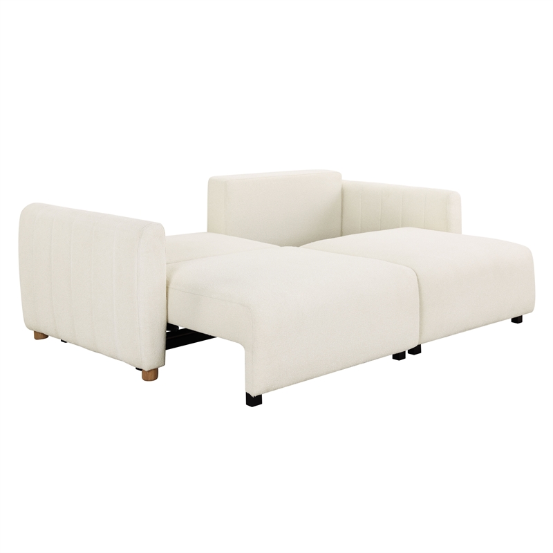 Kingfisher Lane Modern Convertible Sofa in Ivory Fabric Upholstery