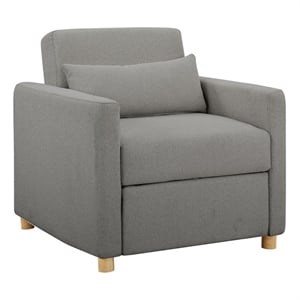 Kingfisher Lane Modern Convertible Chair in Gray Fabric Upholstery