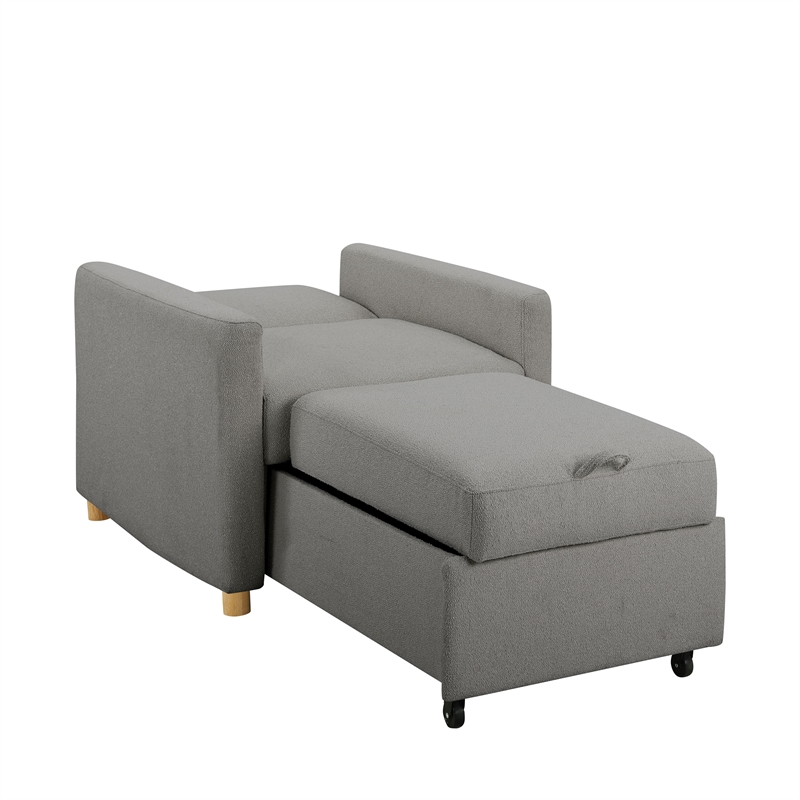 Kingfisher Lane Modern Convertible Chair in Gray Fabric Upholstery