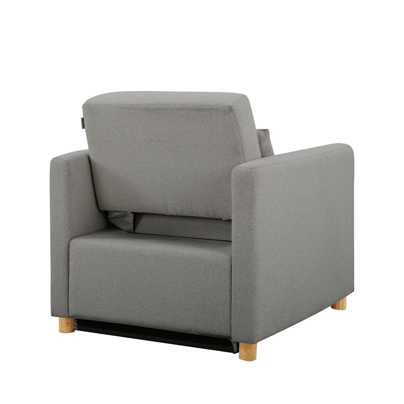 Kingfisher Lane Modern Convertible Chair in Gray Fabric Upholstery