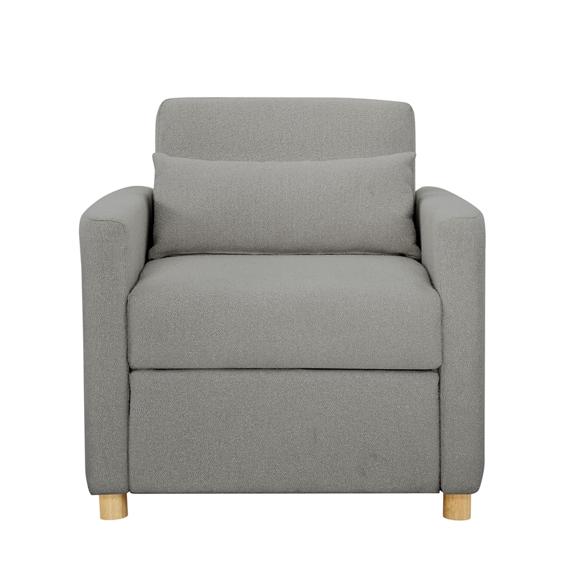 Kingfisher Lane Modern Convertible Chair in Gray Fabric Upholstery