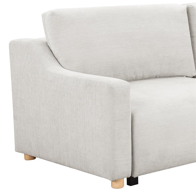 Kingfisher Lane Modern Convertible Sofa in Cream Fabric Upholstery