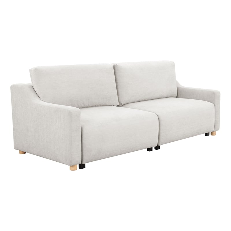 Kingfisher Lane Modern Convertible Sofa in Cream Fabric Upholstery