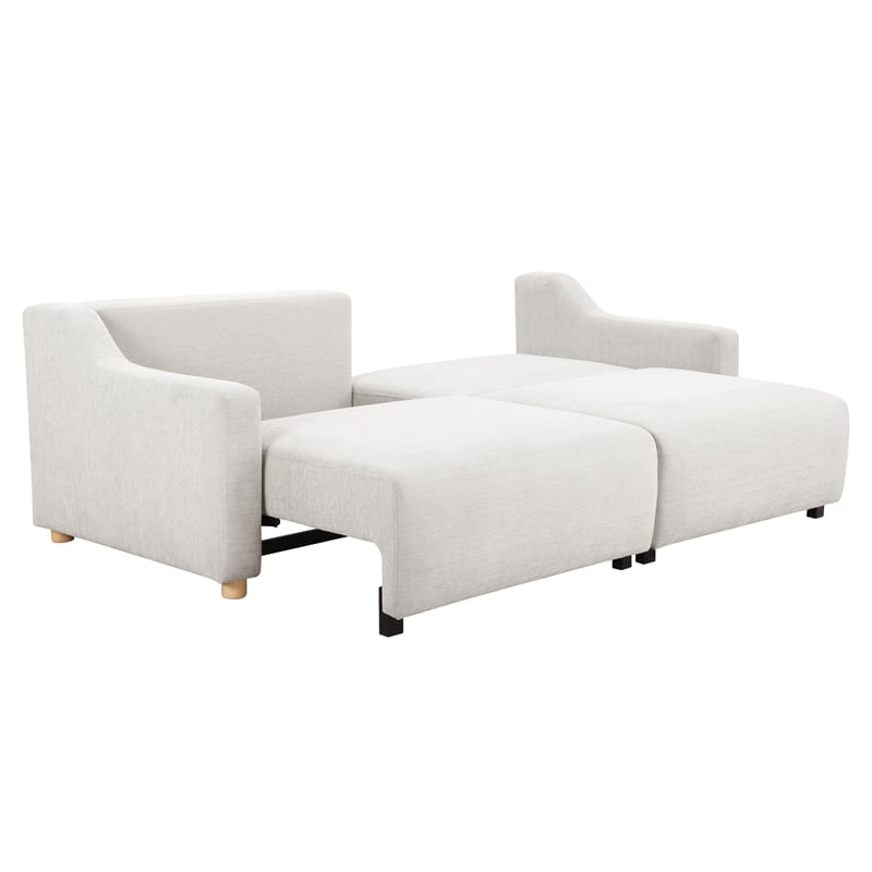 Kingfisher Lane Modern Convertible Sofa in Cream Fabric Upholstery
