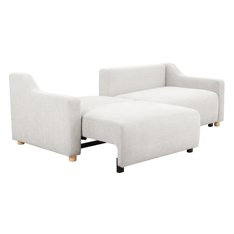 Kingfisher Lane Modern Convertible Sofa in Cream Fabric Upholstery