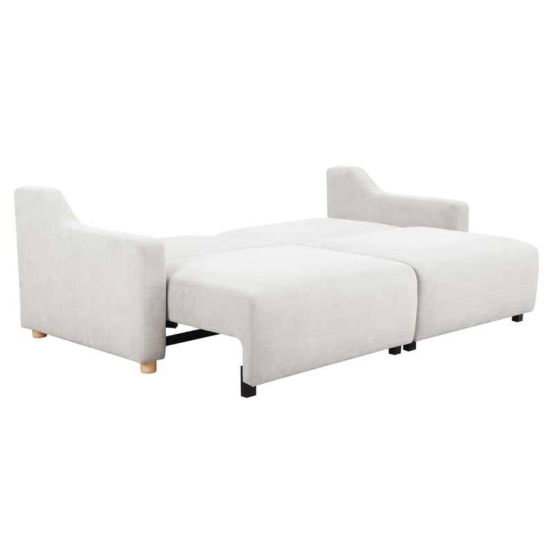 Kingfisher Lane Modern Convertible Sofa in Cream Fabric Upholstery