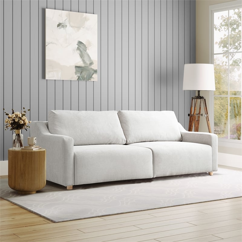 Kingfisher Lane Modern Convertible Sofa in Cream Fabric Upholstery