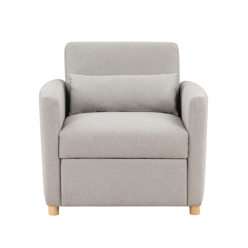 Kingfisher Lane Convertible Chair in Light Gray Fabric Upholstery