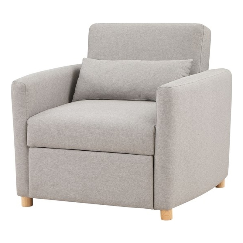 Kingfisher Lane Convertible Chair in Light Gray Fabric Upholstery