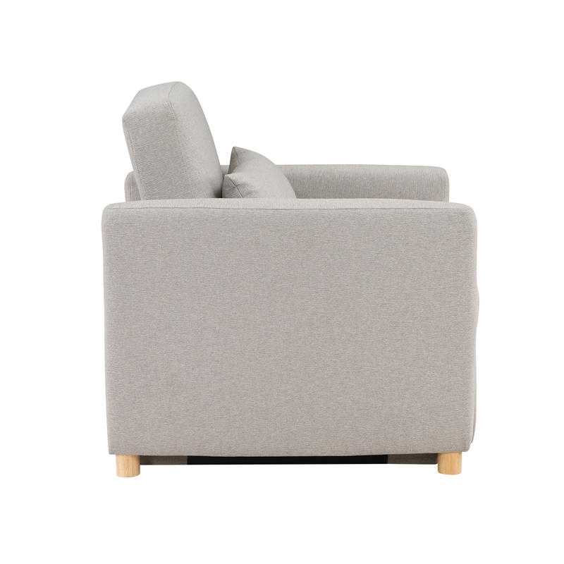 Kingfisher Lane Convertible Chair in Light Gray Fabric Upholstery