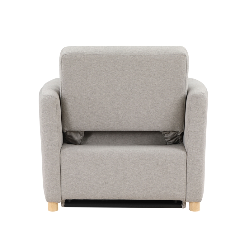 Kingfisher Lane Convertible Chair in Light Gray Fabric Upholstery
