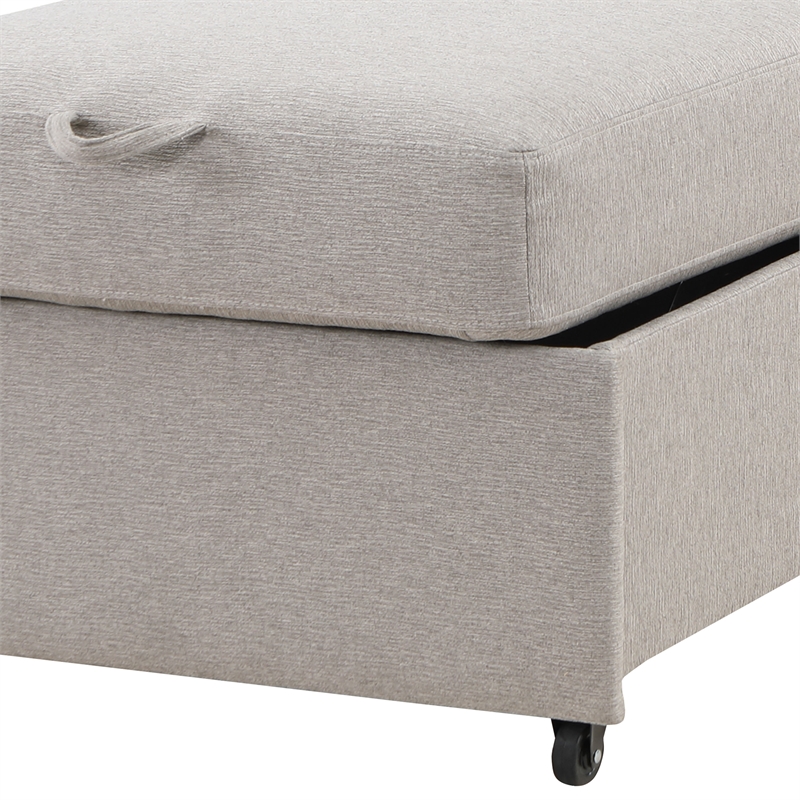 Kingfisher Lane Convertible Chair in Light Gray Fabric Upholstery