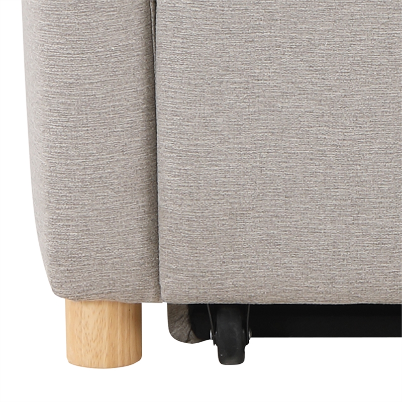 Kingfisher Lane Convertible Chair in Light Gray Fabric Upholstery